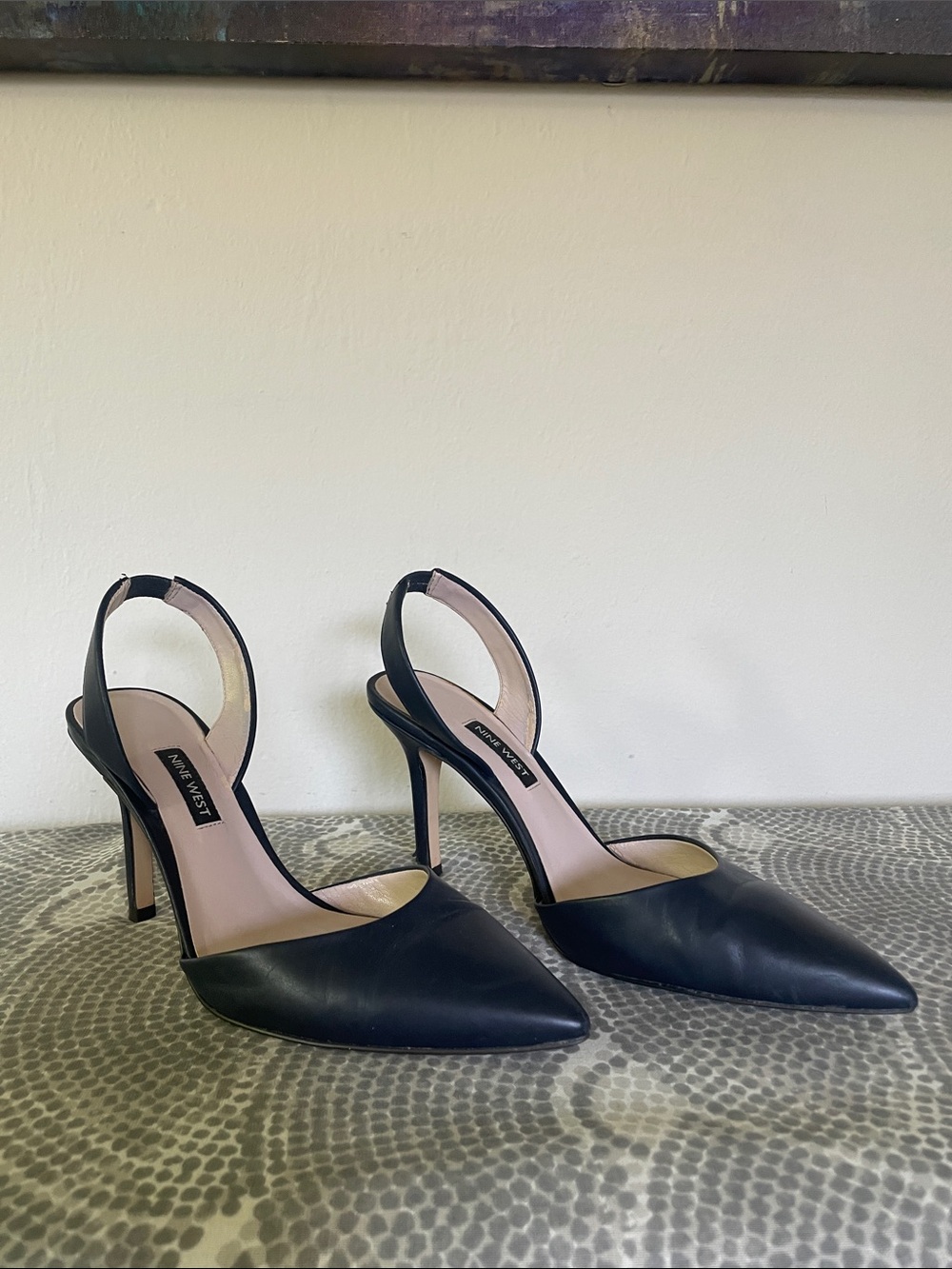 Nine West Navy Pointed-toe Slingback Stilettos. Size 8.5.
